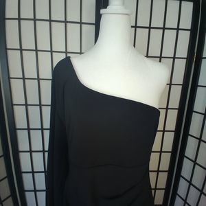 ZESICA Women's NWT Black One Shoulder Long Sleeve Bodycon Maxi Dress Size Large